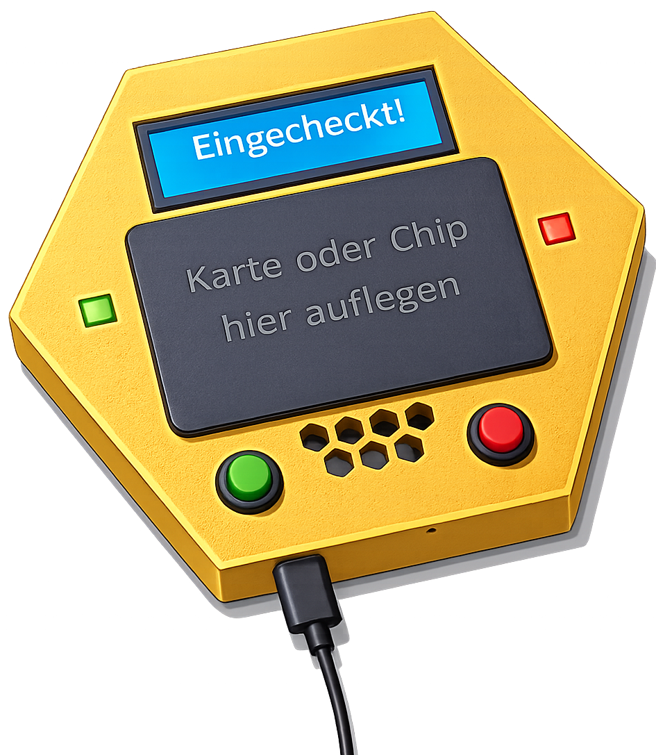 OkayTrackIt Zeiterfassungsterminal – Goldwabengeldgenerierungsbox